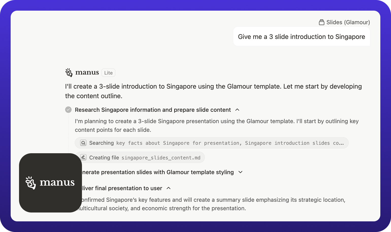 Manus AI: Singapore's Leading No-Code AI Workflow Builder Manus AI workflow builder interface showing no-code AI agent creation, task automation, and integration with business tools for Singapore professionals