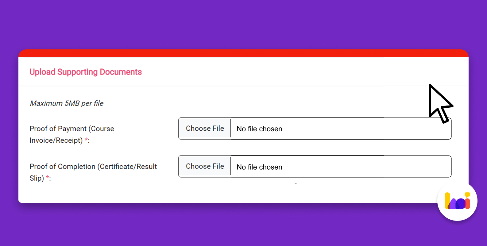 Step 4: Upload Required Documents for UTAP Claim Screenshot showing UTAP document upload interface with file upload buttons for course invoice and proof of payment