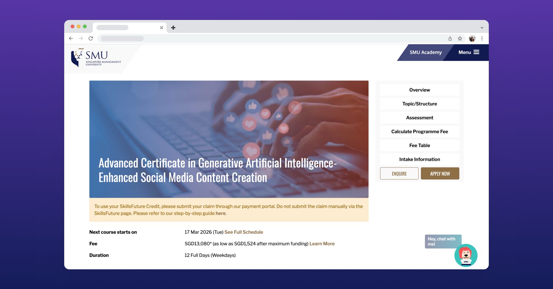 SMU's Advanced Certificate in Generative Artificial Intelligence-Enhanced Social Media Content Creation