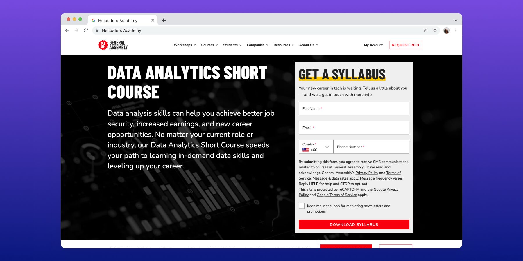 General Assembly Data Analytics Short Course Singapore - career-focused training for job security and increased earnings