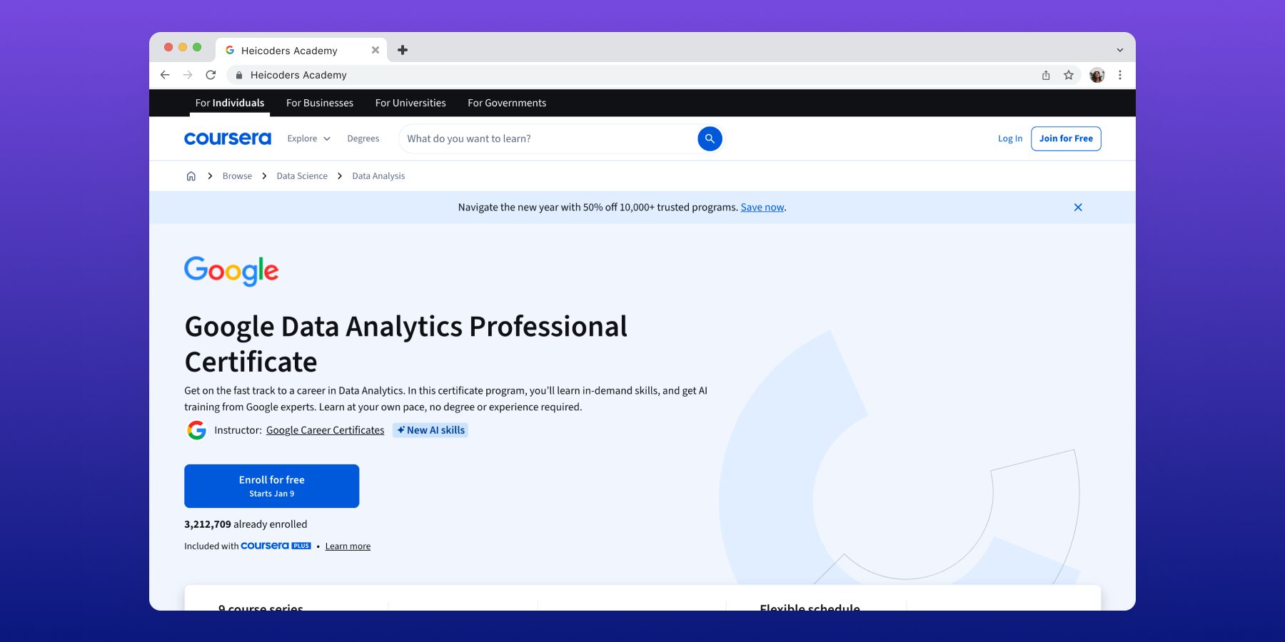 Google Data Analytics Professional Certificate Coursera Singapore - self-paced online program with 3.2 million enrolled, new AI skills