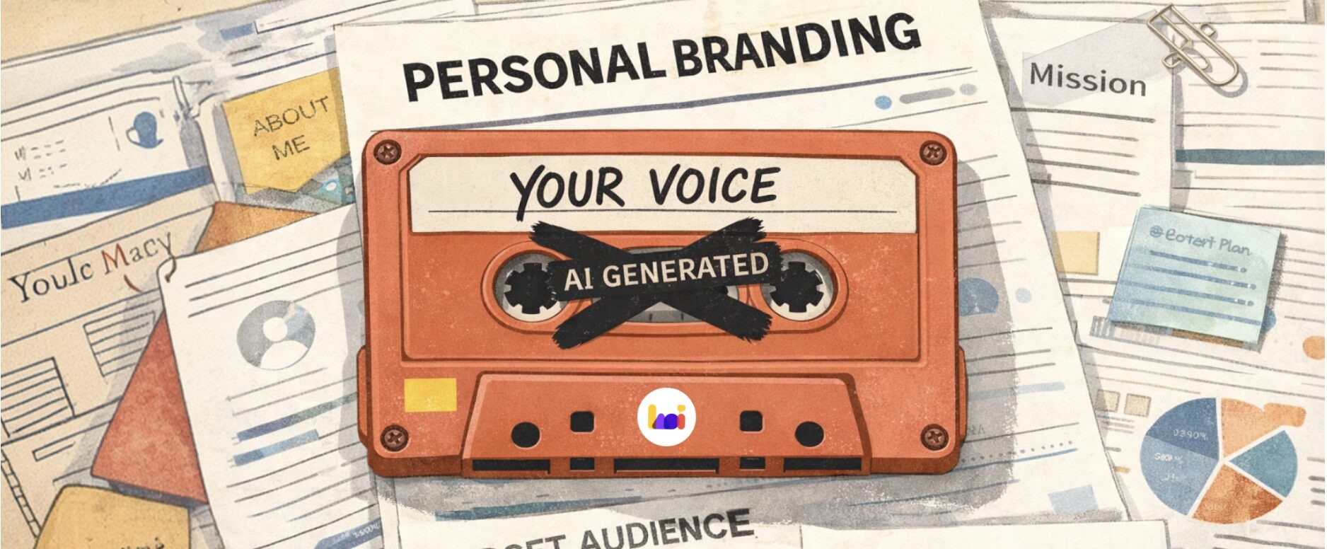 Image shows how professionals used to build personal brand manually before AI and how AI allows professionals to skip the tedious process