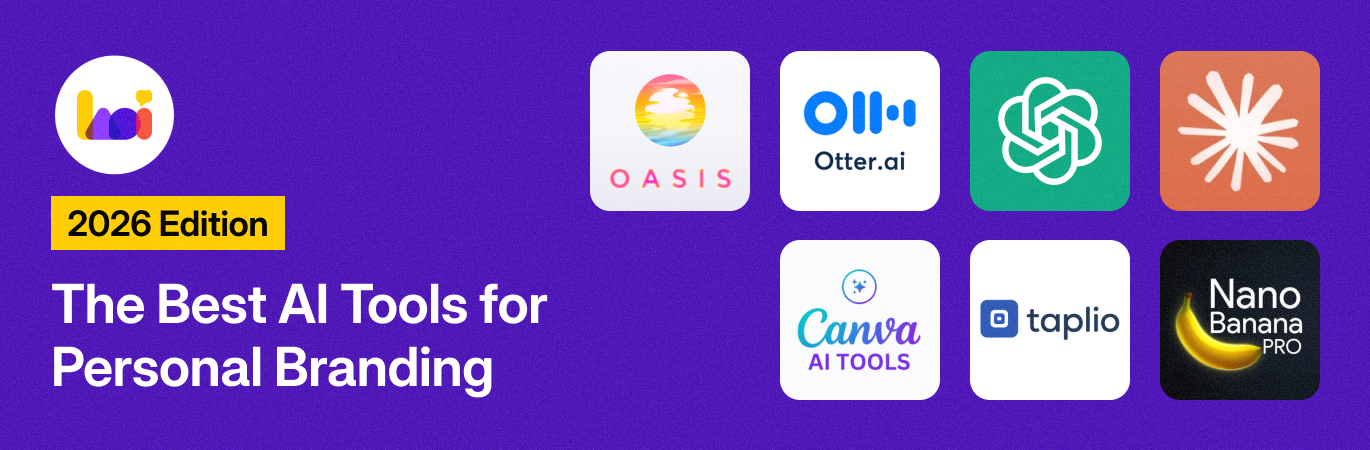 Comparison table of the best AI tools for personal branding in 2026 including ChatGPT, Canva AI, and Taplio