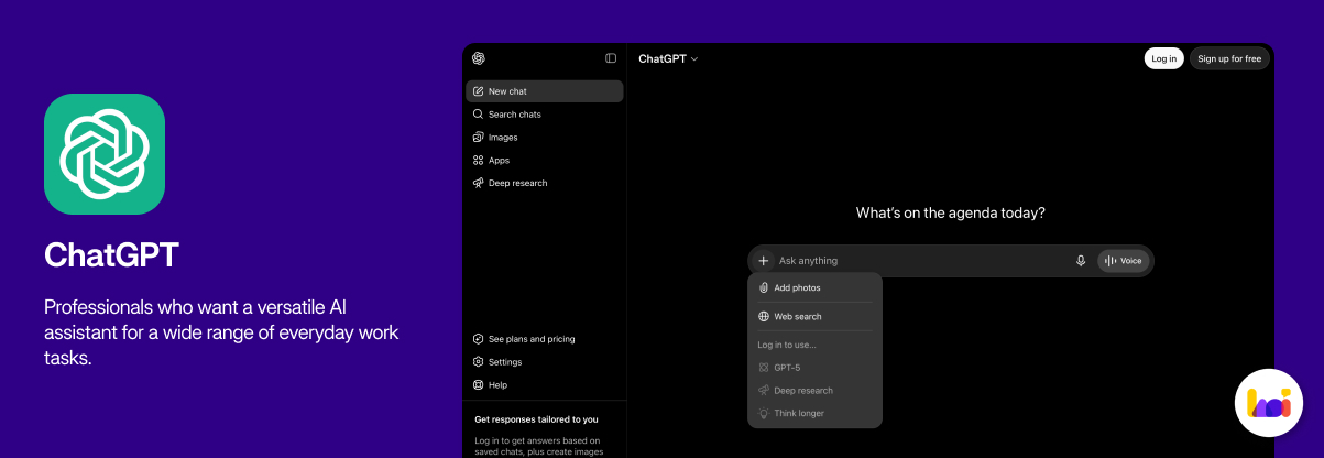 ChatGPT  product card — AI assistant for writing, research, and general productivity tasks