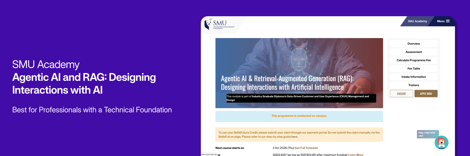 Overview card for SMU Academy's Agentic AI and RAG course.