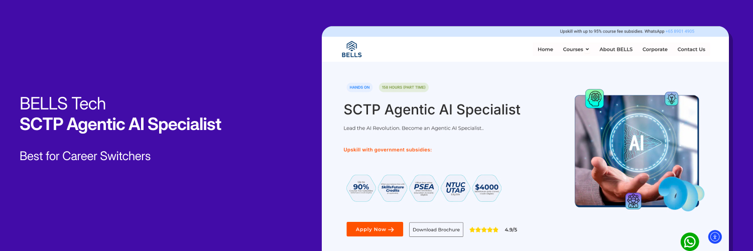 Overview card for BELLS Tech's SCTP Agentic AI Specialist programme.<br />
