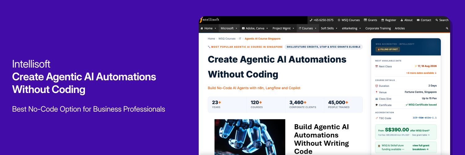 Overview card for Intellisoft's no-code agentic AI automations course.